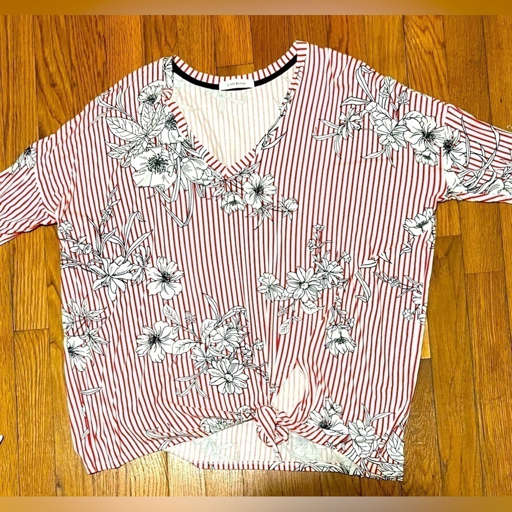 Cherish Striped and Floral short sleeved top